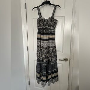 NWT Sea New York Maxi Dress Pintucked Print Sleeveless Tasha Tiered Midi Small